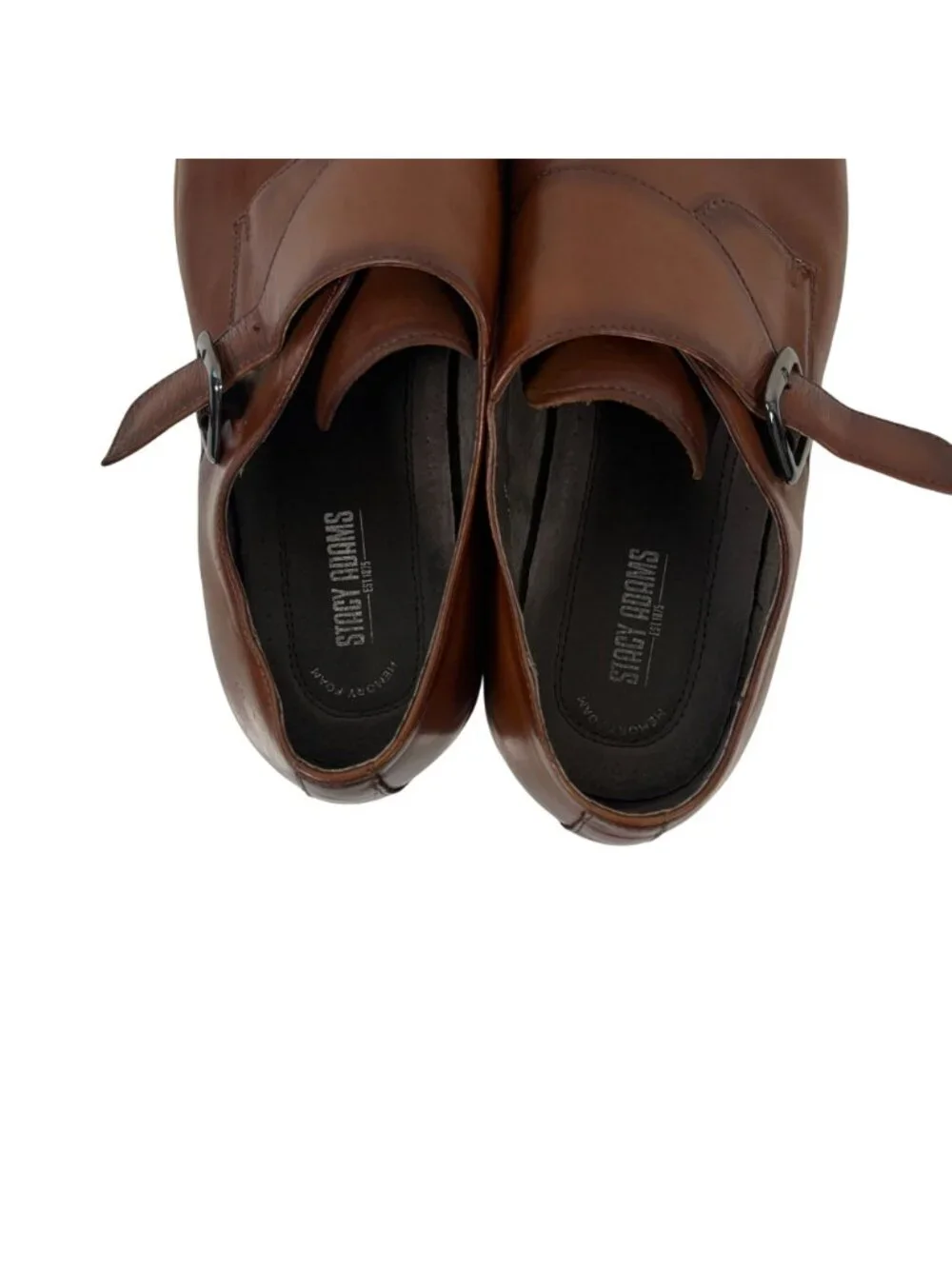 Stacy Adams Desmond Shoes Mens Size 14 W Brown Leather Cap Toe Monk Strap